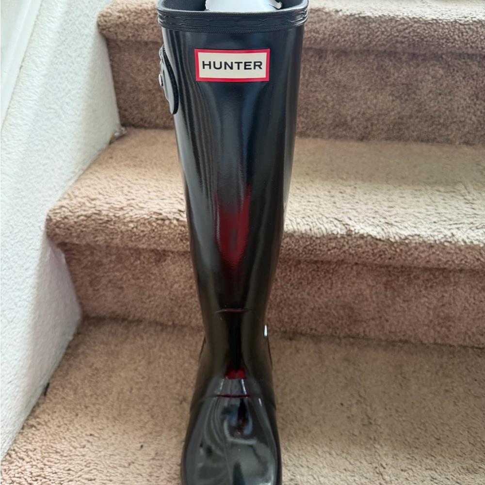 Black Glossy Hunter Boots- Brand New!